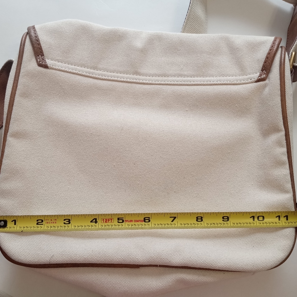 SOLD!Brandy Melville cow leather canvas brown cream shoulder messenger handbag - Picture 12 of 16